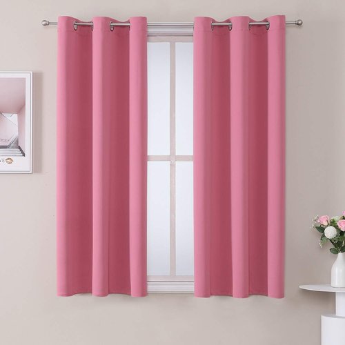 ChrisDowa Room Darkening Curtains - Thermal Insulated Blackout Panels for Bedroom & Living Room (Pink, 38"W x 54"L)