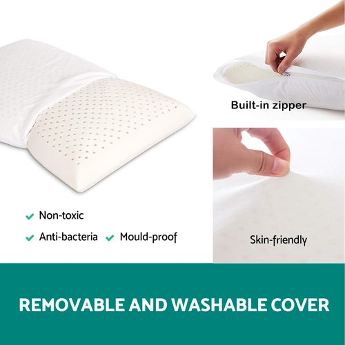WYUSOLP 100% Natural Talalay Latex Pillow Sleeping Bed Pillows, Extra Soft Luxury Queen Pillow, Perfectly Aligns for Side/Back Pain, Stomach, Neck, Removable Breathable Cotton Cover (Queen (Medium))