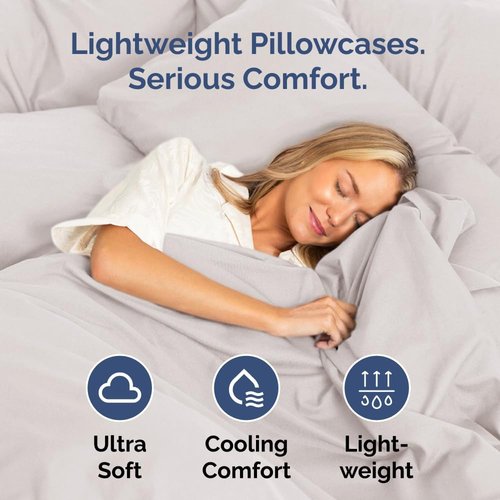 King Standard Pillow Cases - Soft Hotel Quality Covers | Comfy, Fade-Free, Wrinkle Resistant - Light Grey - Set of 2