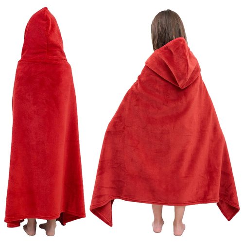 Hiturbo 3Pcs Kids Fleece Hooded Towel: Soft Plush Warm Blanket - 50"x30" Pool Beach Bath Swim Towel Wrap for 3-12 Yrs (Navy+Pink+Red)