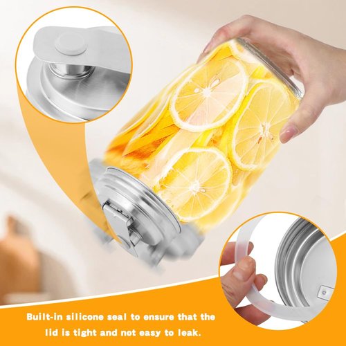 2 Pcs Mason Jar Pour Spout Lid, Stainless Steel Jar Lid Airtight Seal Cove-r Leakproof Mason Ja r Pitcher Lids for Drinking, Salad Dressing, Food Storing(COLOR:silver)