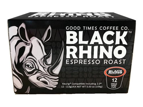 Black Rhino Espresso Roast Coffee, Single Serve Cups for Keurig K-Cup Brewers, 72 Count