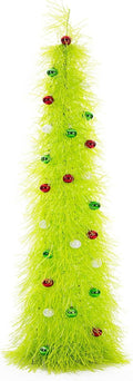 BrilliantJo 5ft Christmas Tree - Collapsible Tinsel Design with Light Balls & Ornaments | Fruit Green Holiday Decor