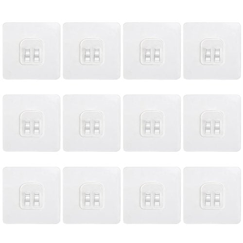 DOCMON 12 Pack Shower Caddy Adhesive, Upgrade Thick Bath Toy Storage Shelf Replacements, Waterproof Adhesive Hooks Strips Hangers for Kitchen Racks, Bathroom Storage, Shower Basket & Soap Holder