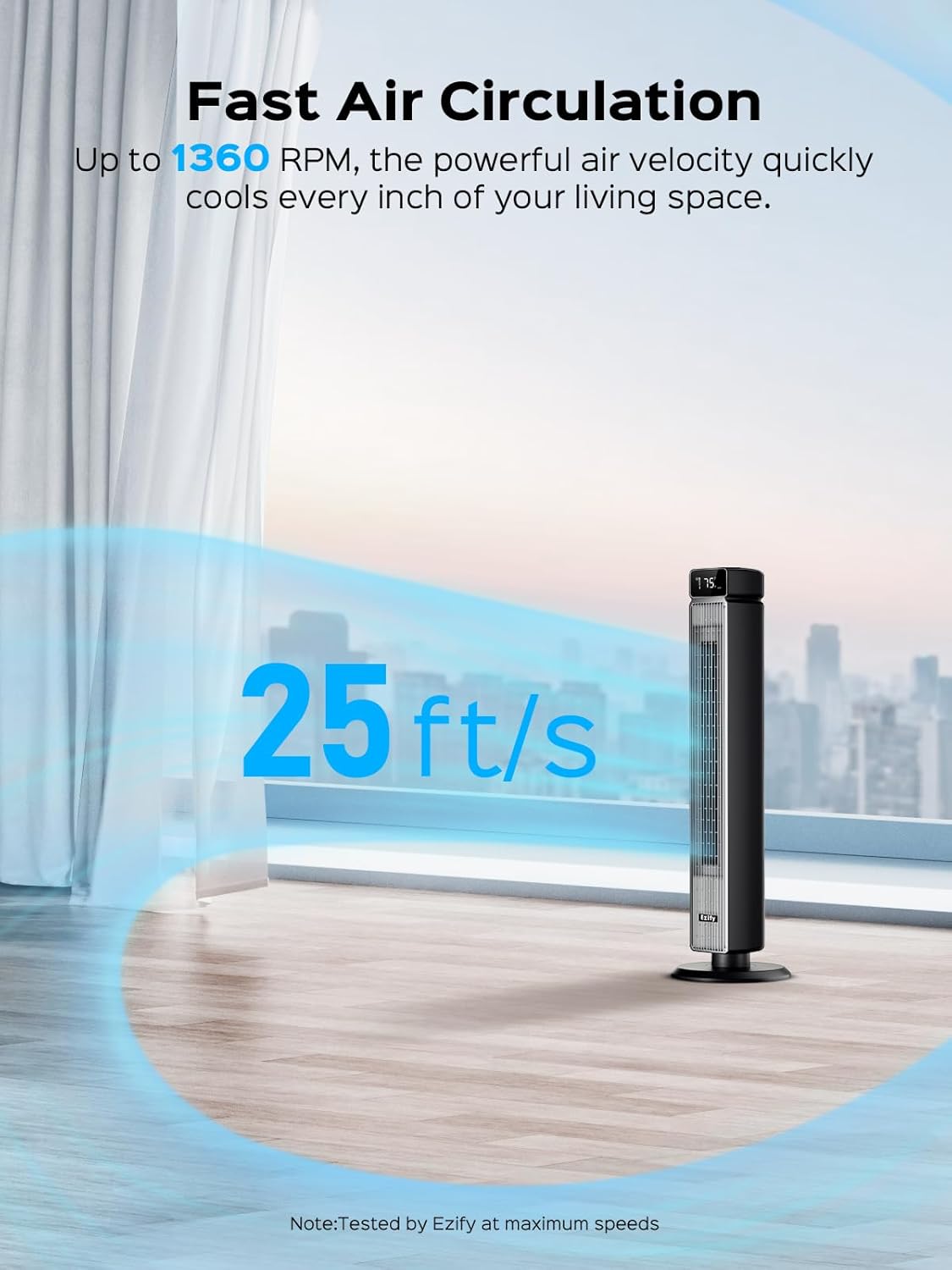 Tower 40-Inch Fan - 90° Oscillating, Remote Control, 30dB Quiet, 6 Speeds & 12H Timer | Ideal for Bedroom & Living Room
