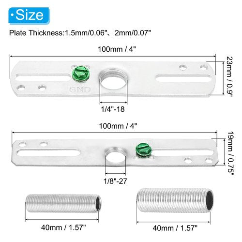 PATIKIL 4" Light Crossbar Kit, 6 Set Universal Light Fixture Mounting Bracket with 1/8IP and 1/4IP Tap Center Hole Ceiling Light Plate Canopy Hardware Set for Chandelier, Silver Tone