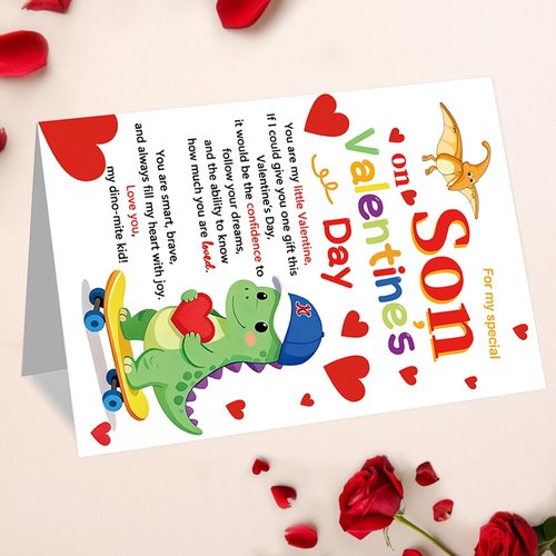 uugtcard Dinosaur Valentines Day Card for Son, Valentines Day Gift for Son from Mom