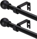 GXOACKJ Black Curtain Rods - Heavy Duty Metal Set for Windows 32 to 48 Inches | 5/8 Inch Diameter, 2 Pack