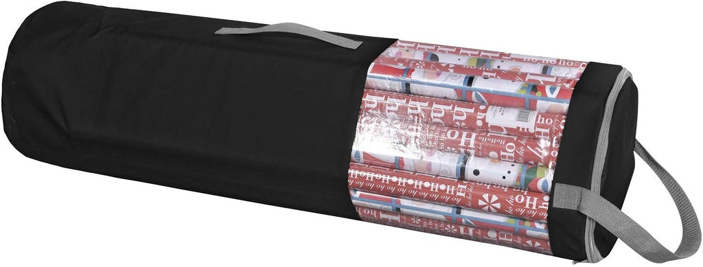 ProPik Wrapping Paper Storage Organizer Bag - Heavy Duty 40 Inch, Holds 24 Rolls, Zippered Top & Handles | Black