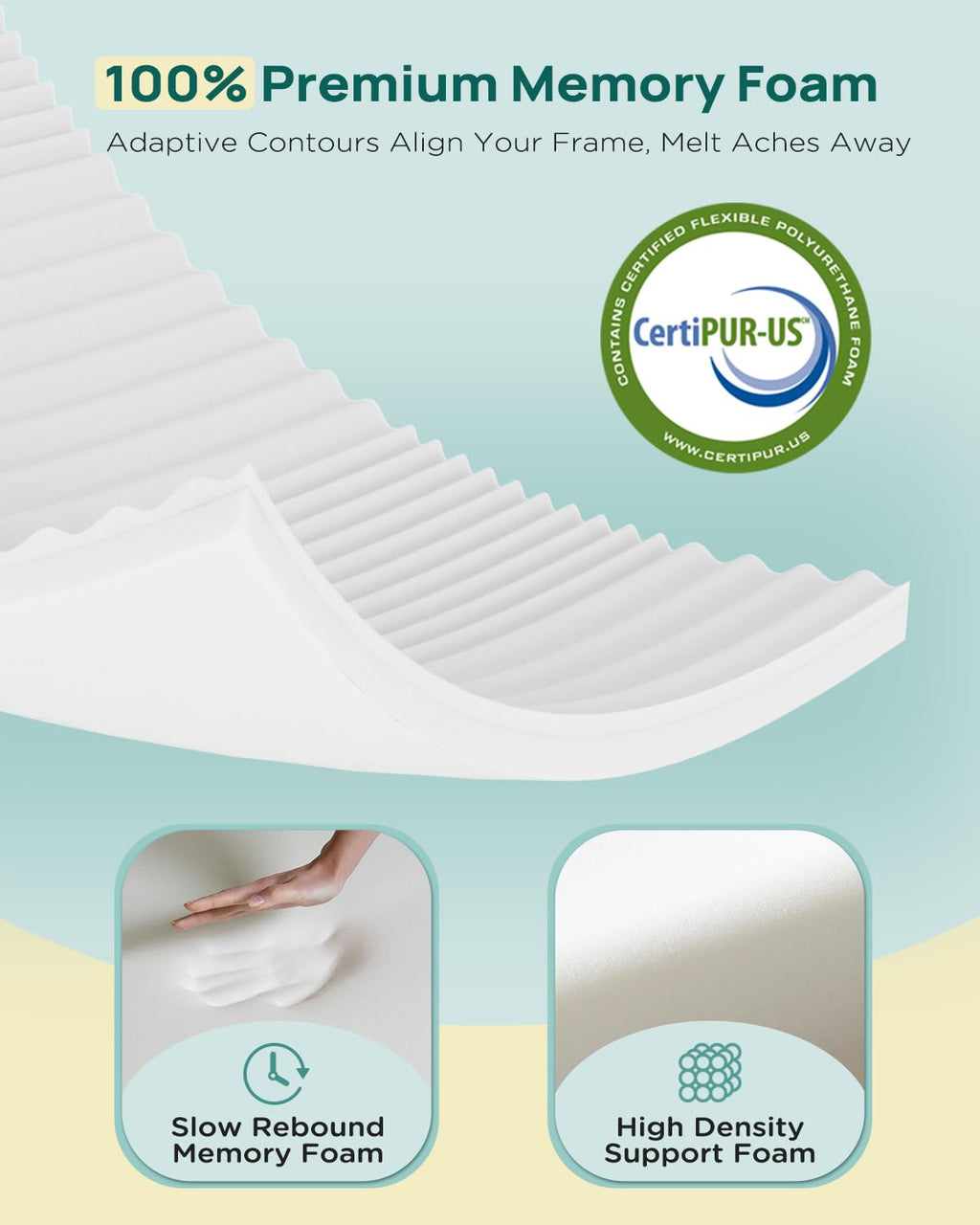 Releep 3 inch Firm Twin XL Mattress Topper for College Dorm, Memory Foam Bed Topper with Soft & Firm Options for Back Pain Relief, Mattress Topper with 2-Sided Cover, CertiPUR Certified, Dorm Bed