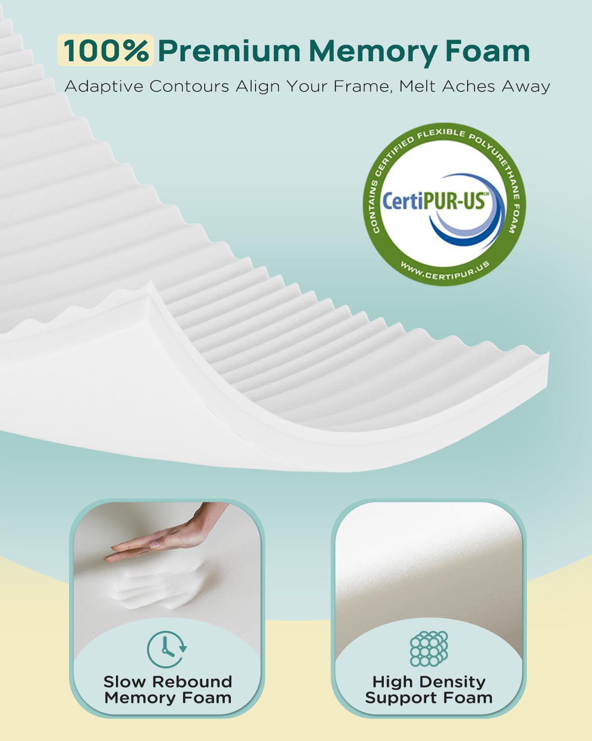 Releep 3 inch Firm Twin XL Mattress Topper for College Dorm, Memory Foam Bed Topper with Soft & Firm Options for Back Pain Relief, Mattress Topper with 2-Sided Cover, CertiPUR Certified, Dorm Bed