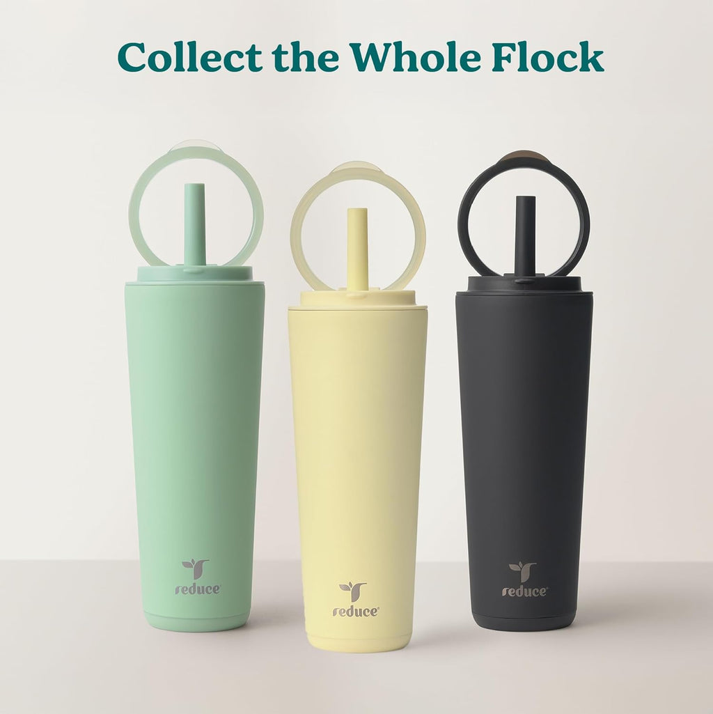REDUCE Halo 24 oz Stainless Steel Tumbler - Vacuum Insulated Travel Mug | Spill Proof & Dishwasher Safe - French Vanilla
