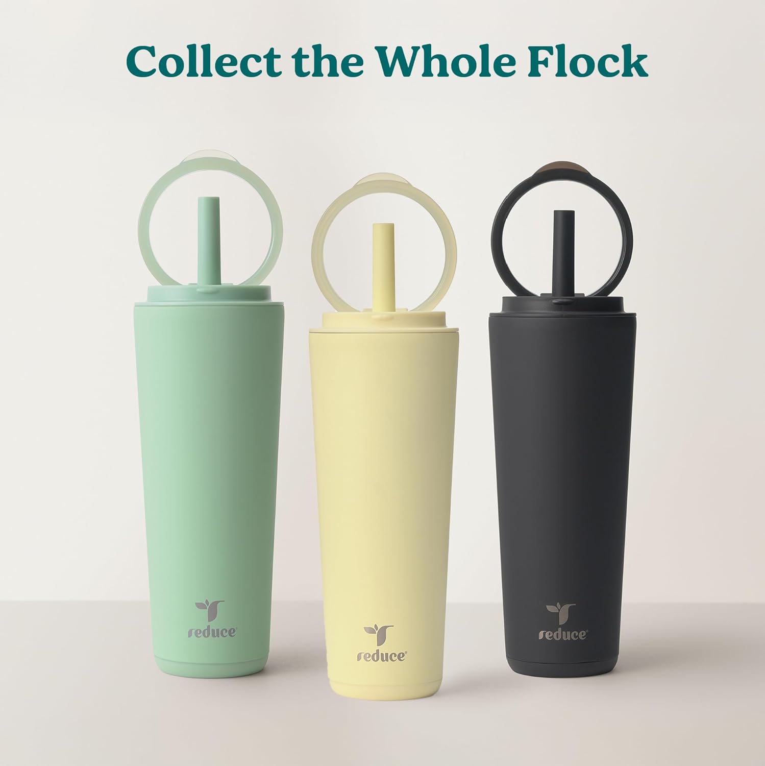 REDUCE Halo 24 oz Stainless Steel Tumbler - Vacuum Insulated Travel Mug | Spill Proof & Dishwasher Safe - French Vanilla