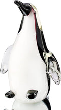 Hophen Glass Penguin Figurine - Handmade Blown Crystal Sculpture | White & Black Collectible Desk Decor