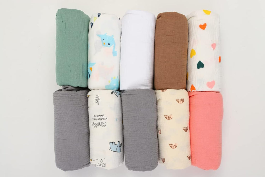 Onacosht Muslin Crib Sheets - Soft, Breathable 100% Cotton Fitted Sheets | 52" x 28" | 2-Pack in Grey & Green