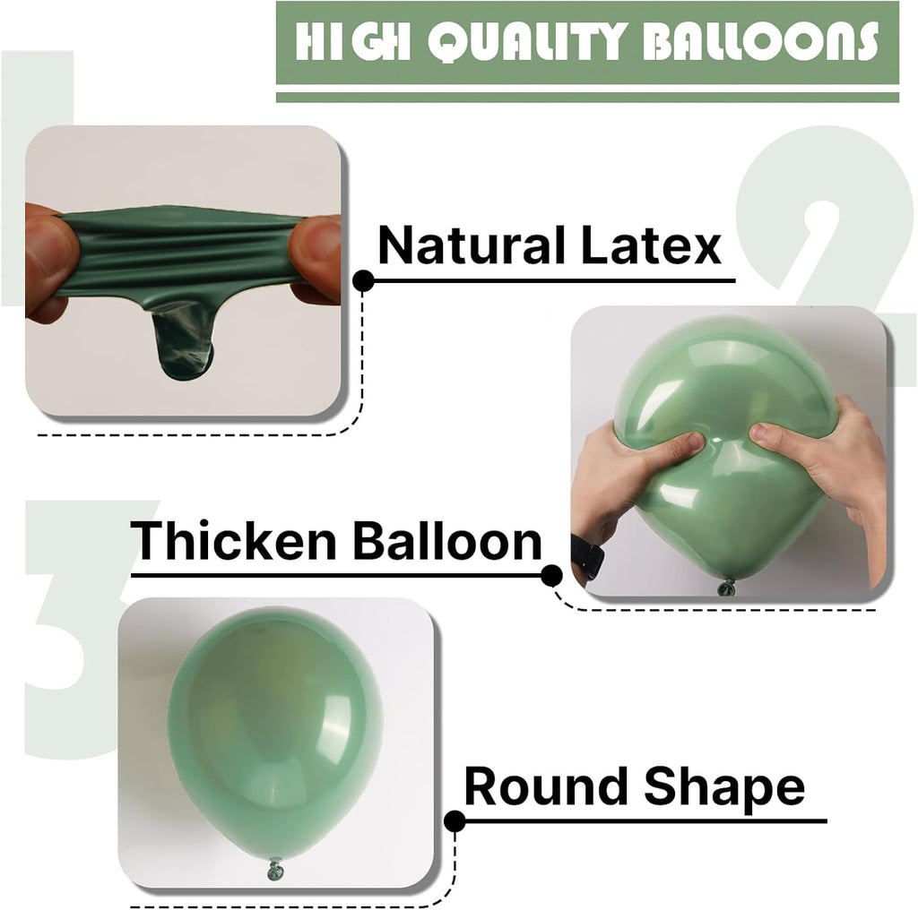 PartyWoo Dusty Green Balloons - 50 Pcs Mini Matte Sage Olive Latex for Weddings & Parties | 5 Inch