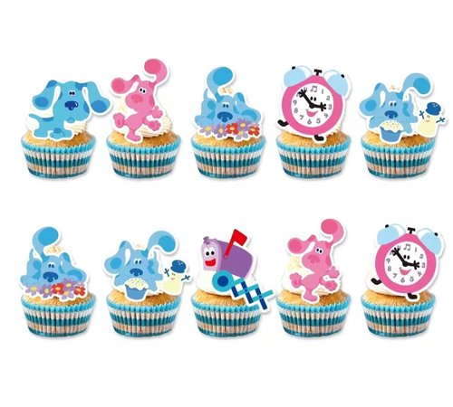 25pcs Cute Blue Dogs Birthday Party Supplies, Cake Toppers, Party Decorations for Boys & Girls