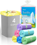 4 Gallon 300pcs Strong Trash Bags Colorful Clear Garbage Bags, Bathroom Trash Can Bin Liners, Small Plastic Bags for home office kitchen, fit 12-15 Liter, 3,3.5,4.5 Gal,Multicolor