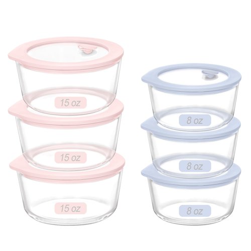 Urban Green Glass Food Container Set with Glass Lid, 6 Pack, Meal Prep Containers with Silicone Framed Airtight Lid, Leakproof, 100% Plastic Free,