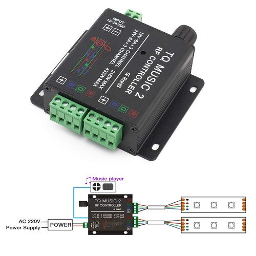 SUPERNIGHT LED RGB Music Touch Controller RF Sensitivety Backlight RF Remote Touching Color 3.5MM Audio 15 Music Modes LED Light Strip Controller for Party Valentine's Day