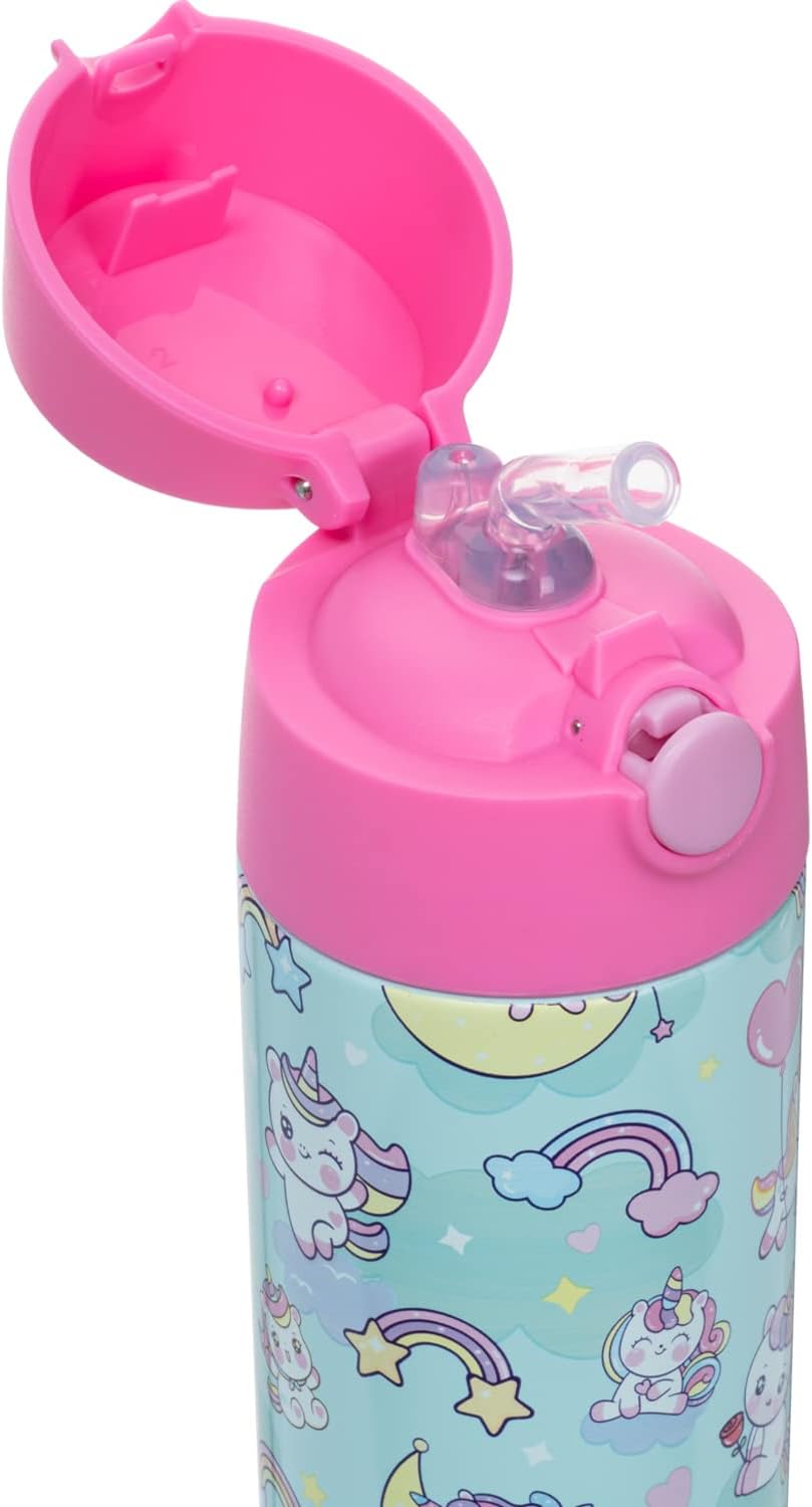 Snug Kids Water Bottle - Insulated Double-Wall Stainless Steel, Leakproof Design - Unicorn, 17oz