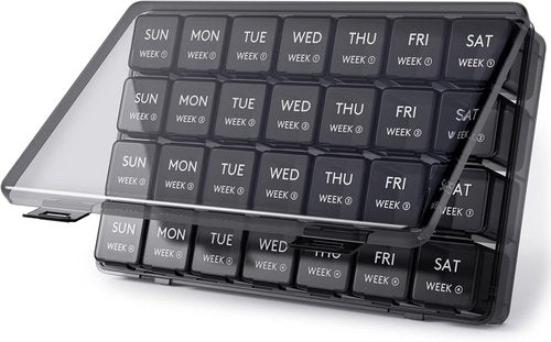Lifewit Pill Organizer - 28-Day Vitamin Case with Large Compartments for Supplements | Black