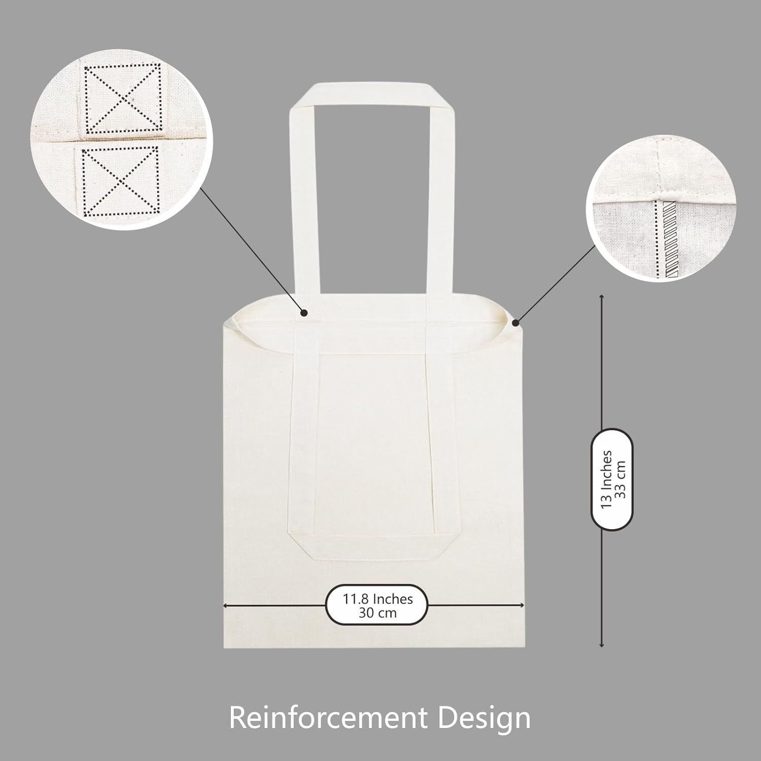 TOPDesign 11.8"x13" Cotton Tote Bags - 10-Pack Lightweight Reusable Grocery Bags for DIY & Promotions