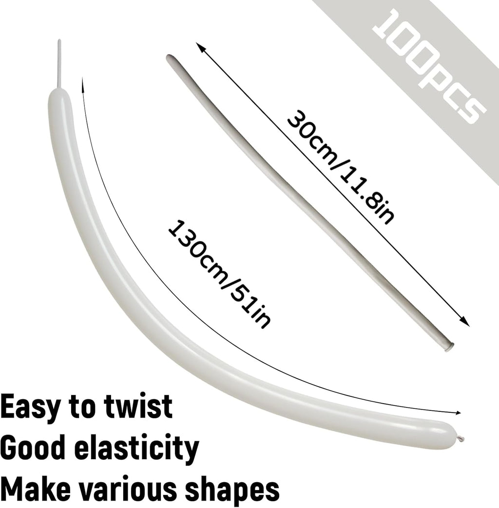 Skiennix 100Pcs Sand White 260Q Balloons - Thick Latex for Twisting Animal Models | Perfect for Halloween & Birthdays