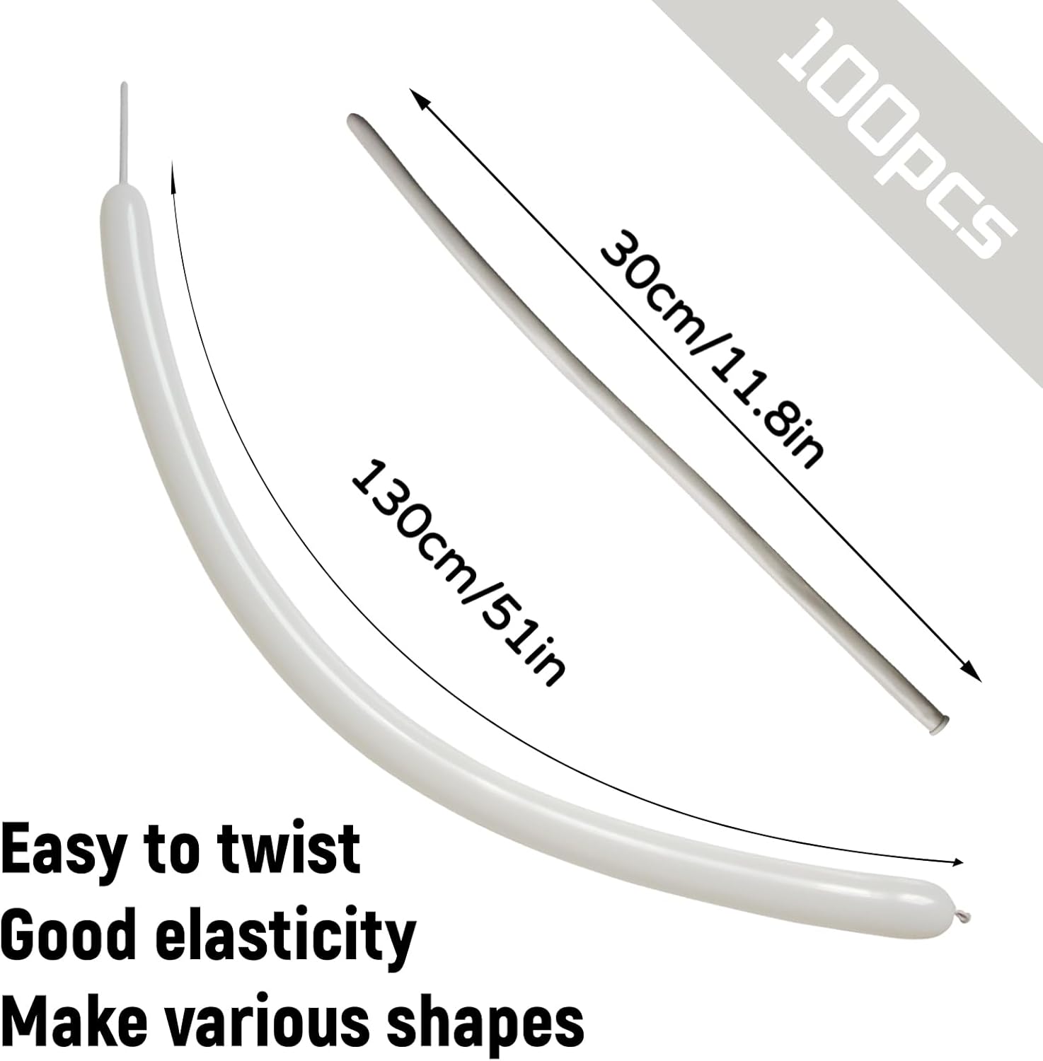 Skiennix 100Pcs Sand White 260Q Balloons - Thick Latex for Twisting Animal Models | Perfect for Halloween & Birthdays