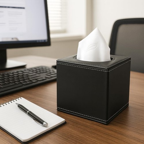 PU Leather Tissue Box Cover with Magnetic Bottom – Square Cube Dispenser for Home, Office, Car, Hotel – Modern Tissue Holder Square for Kleenex, Stylish 5.3″*5.3″*5.8″