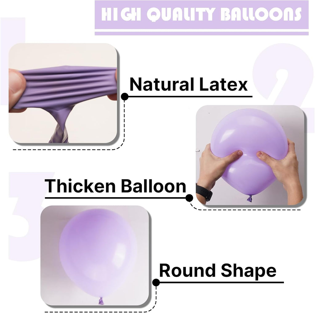 PartyWoo Lavender Balloons - 152-Piece Pastel Purple Balloon Arch Kit for Baby Showers & Parties