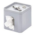 IDesign Facial Tissue Box Cover for Bathroom and Vanity Countertops, 6.1" x 5.15" x 5.4", The Cade Collection, Matte Gray