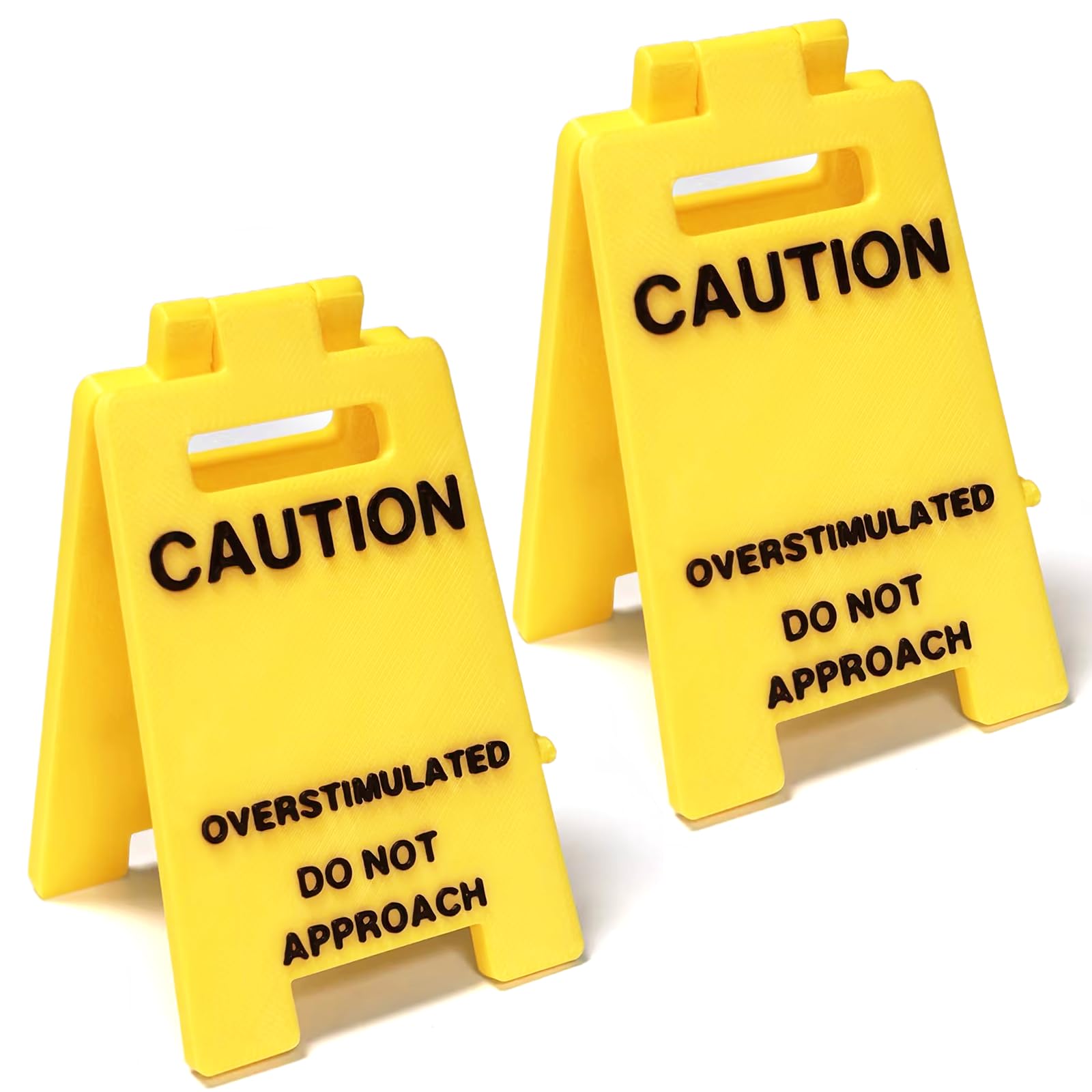1 Pc Caution Overstimulated Desk Sign, Funny Prank Gift Office Desk Decor Overstimulated Do not Approach Warning Signs Humor Desktop Decoration (2 Pcs Caution)