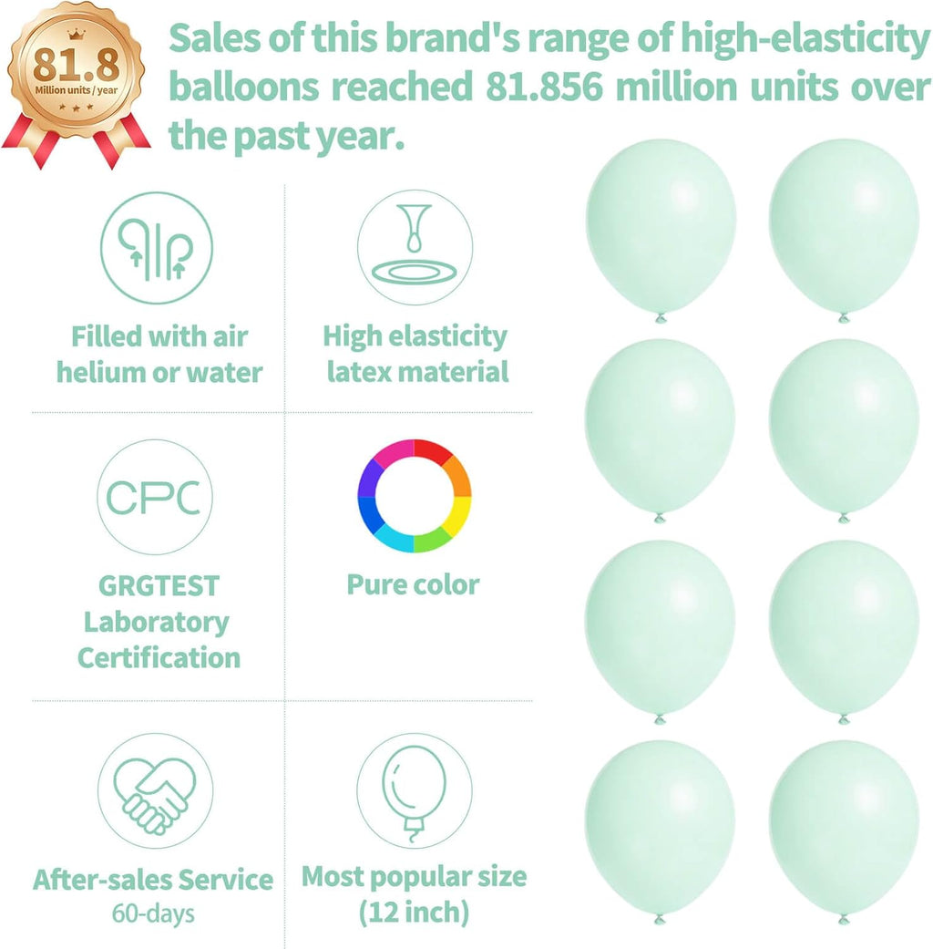 Pastel Green Latex Balloons by [Brand Name] - 110pcs 12 Inch Ideal for Birthday Parties, Baby Showers & Weddings