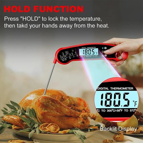 Digital Meat Thermometer - Instant Read Waterproof Design | Magnetic Probe & Backlit Display for Grill, BBQ, Cooking