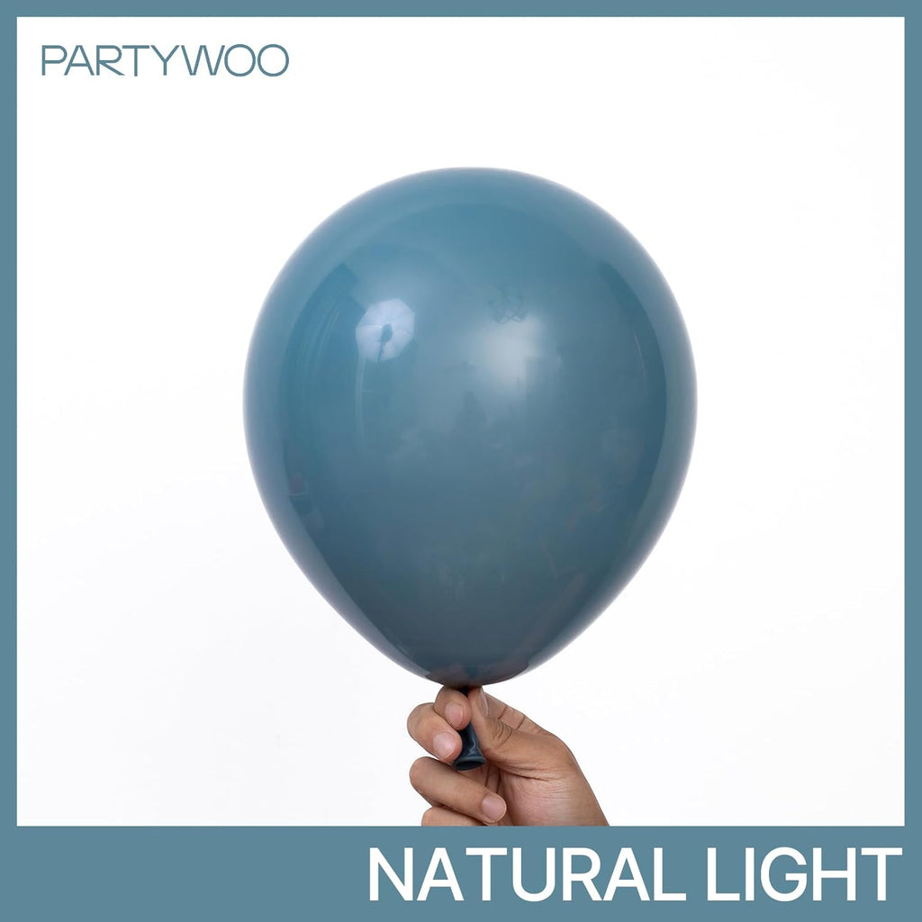 PartyWoo Slate Blue Balloons - 100-Piece Pack in 5, 10, 12 Inch Sizes | Boho Neutral Balloon Arch Kit for Celebrations