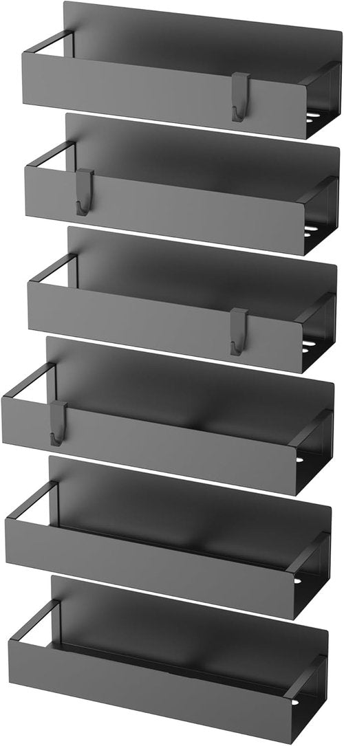 HuggieGems Magnetic Spice Storage Rack - 6 Pack Organizer for Refrigerator & Oven | Black
