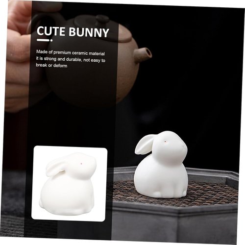 **Skiennix Ceramic Rabbit Figurine - Year of the Rabbit Desktop Bunny Decor | Perfect for Home & Office**