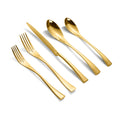 Lemeya 20-Pieces Gold Silverware Set for 4,Heavy Duty 18/10 Stainless Steel Flatware Set with Forged Stand Knives,Modern Cutlery Utensil Set,Mirror Polished,Dishwasher Safe