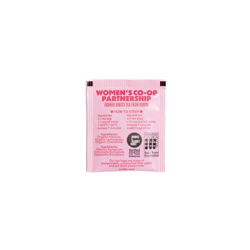 JusTea HIBISCUS GLOW | Herbal Tea Bags, Caffeine-Free, Organic Hibiscus Tea | Fair-Trade | Plastic-Free Tea Bags | Vegan, Sugar-Free, Gluten-Free | 16 Tea Bags