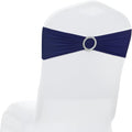 MDS Spandex Chair Sashes - 250 Pack of Elastic Stretch Bands with Slider Bow for Wedding Decor | Navy Blue