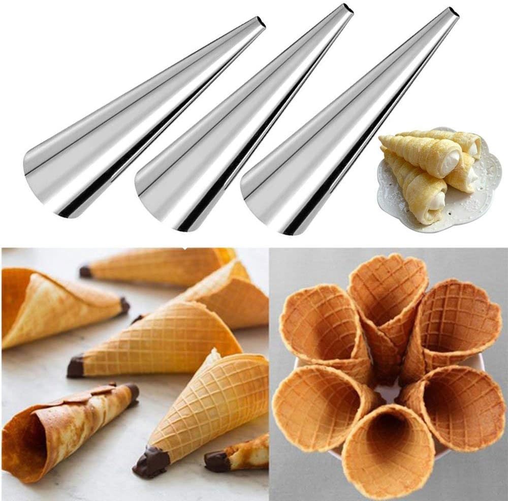 Stainless Steel Cream Horn Molds - Large Size Pack of 20 Durable Ice Cream Tubes