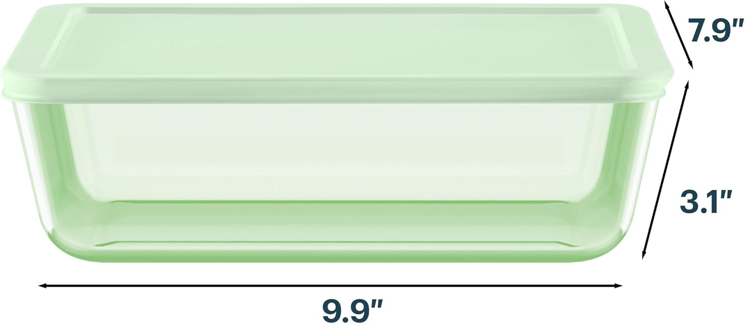 Pyrex Colors Tinted Large Rectangular Food Storage Container - 11 Cup, BPA-Free, Microwave Safe