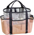 NAJIAKA Mesh Shower Caddy Bag - Portable Pink Organizer with 8 Pockets for College, Beach, Gym, Travel