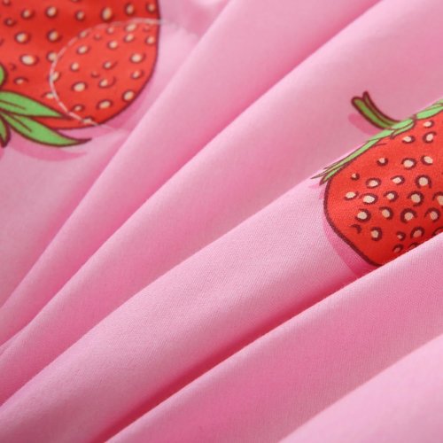 Gusuhome Girls Strawberry Comforter Set Full Size Pink Bedding Set for Kids Teens 3 Piece Young Lady Kawaii Bedding Bed in a Bag All Season