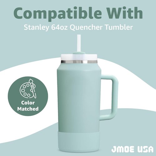 Jmoe USA Boot for 64oz Stanley Quencher H2.0 Tumbler - BPA-Free Silicone Sleeve Protector | Seafoam Color