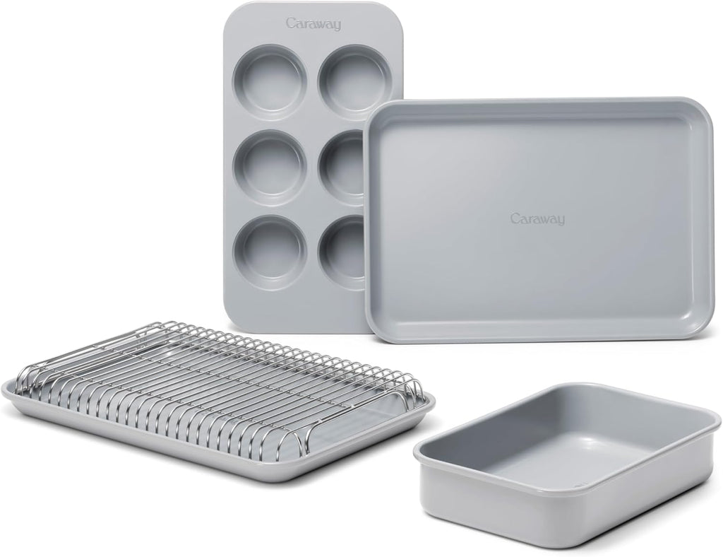 Caraway Mini Bakeware Set - Non-Stick, Non-Toxic Ceramic Pans for Small Kitchens | Gray Baking Essentials