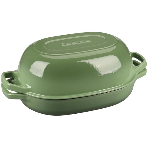 EDGING CASTING Enameled Cast Iron Oval Dutch Oven Pot with Lid, Dutch Oven for Sourdough Bread Baking, Oval Bread Pan, Bread Oven, Bread Dutch Oven, 7qt, Pistachio Green