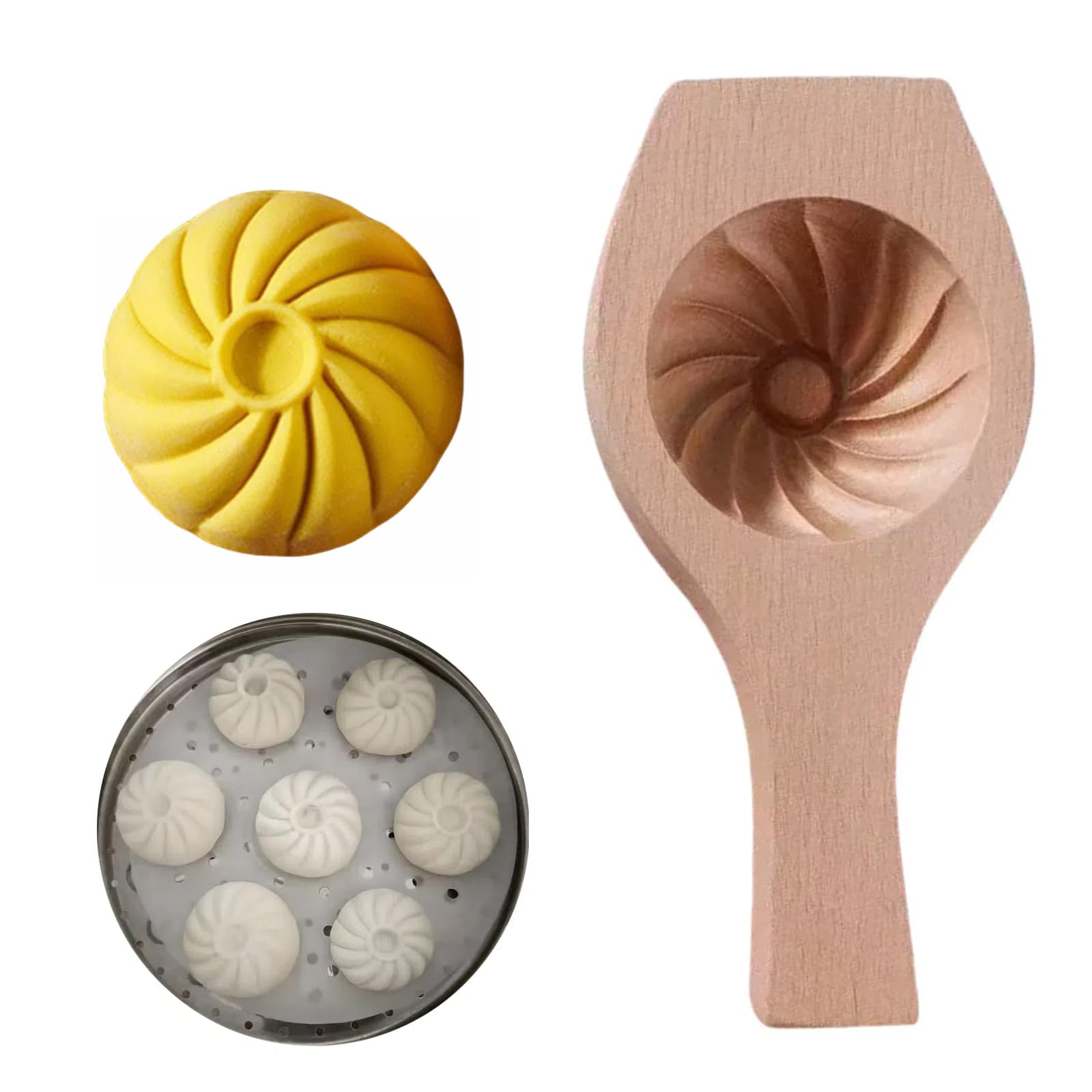 Bnrkmeb Wooden Bao Bun Maker,Baozi Maker Machine,Wooden Steam Bun Mold,This Kitchen Appliances And Gadgets Is the Best Gift for Asian Food Enthusiasts And Dumpling Maker (Steamed Bun A)