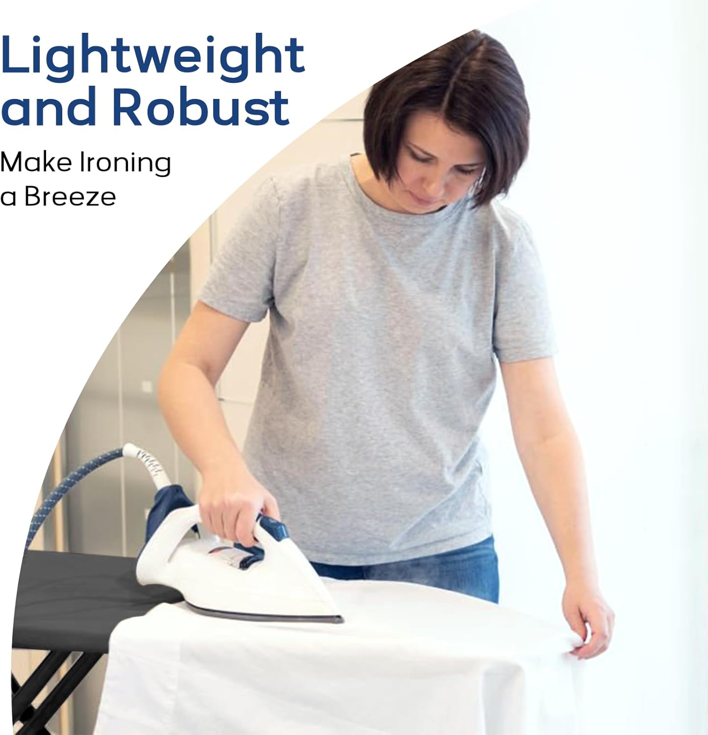 RAINHOL Ironing Board - Compact Full-Size 43x13 with Heat-Resistant Silicone Pad | Easy Storage & Adjustable Height - Black